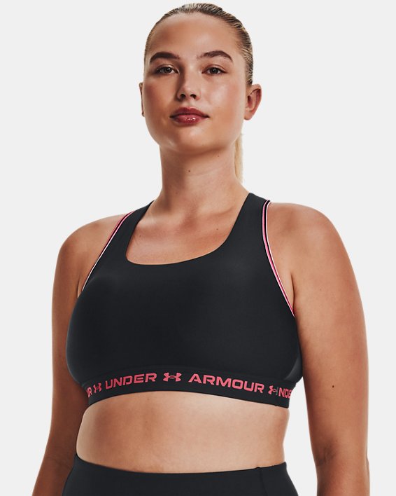 Women's Armour® Mid Crossback 80s Sports Bra, Black, pdpMainDesktop image number 3
